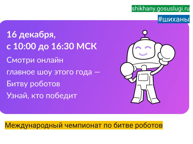 Международный чемпионат по битве роботов.